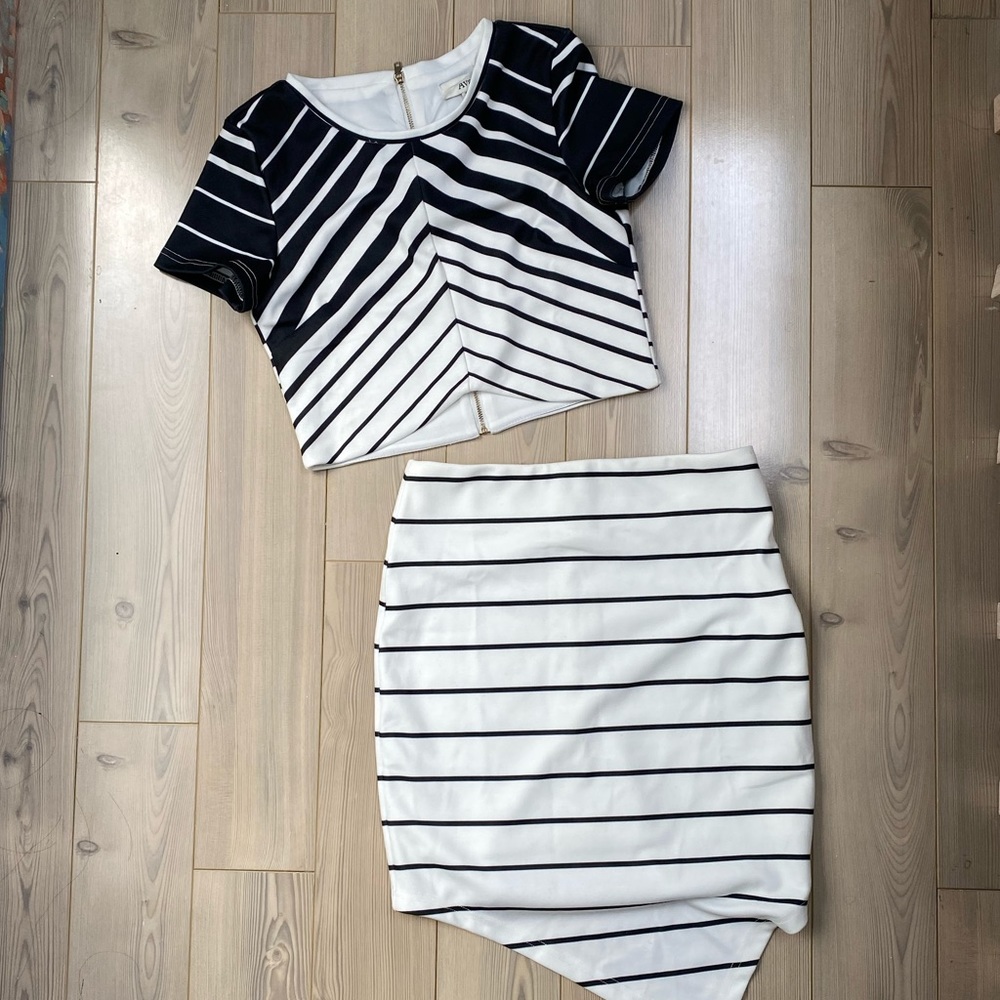 Ava Striped Black & White Coordinate Set S